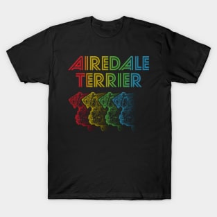 Cool Retro Groovy Airedale Terrier Dog T-Shirt